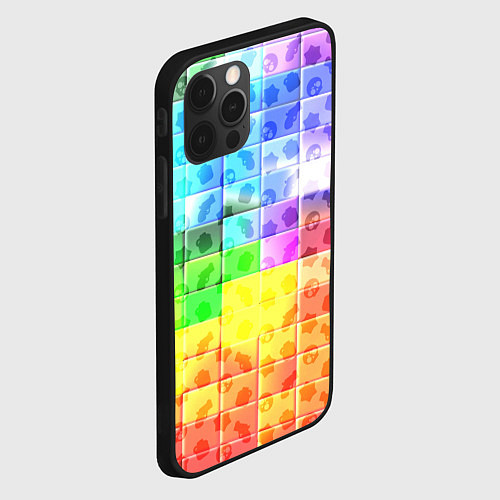 Чехол iPhone 12 Pro Max Brawl stars neon pattern logo / 3D-Черный – фото 2