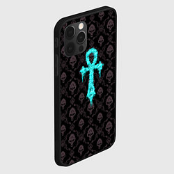 Чехол для iPhone 12 Pro Max Череп крест - готический узор, цвет: 3D-черный — фото 2
