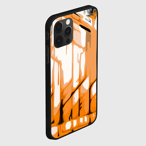 Чехол iPhone 12 Pro Max Оранжевые полосы на белом фоне / 3D-Черный – фото 2