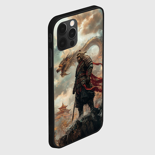 Чехол iPhone 12 Pro Max Wukong и дракон / 3D-Черный – фото 2