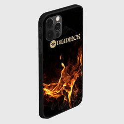 Чехол для iPhone 12 Pro Max Deadlock logo на фоне огня, цвет: 3D-черный — фото 2