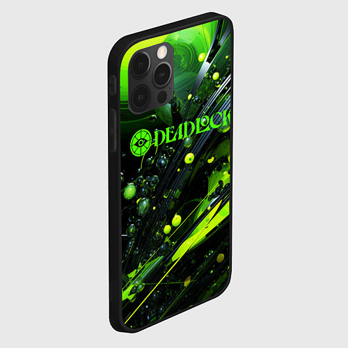 Чехол iPhone 12 Pro Max Deadlock logo зеленая абстракция / 3D-Черный – фото 2