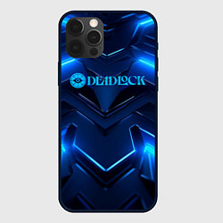 Чехол для iPhone 12 Pro Max Deadlock logo и синий неон, цвет: 3D-черный
