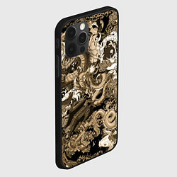 Чехол для iPhone 12 Pro Max Японские драконы с самураем в бежевом цвете, цвет: 3D-черный — фото 2