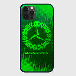 Чехол для iPhone 12 Pro Max Mercedes - green gradient, цвет: 3D-черный