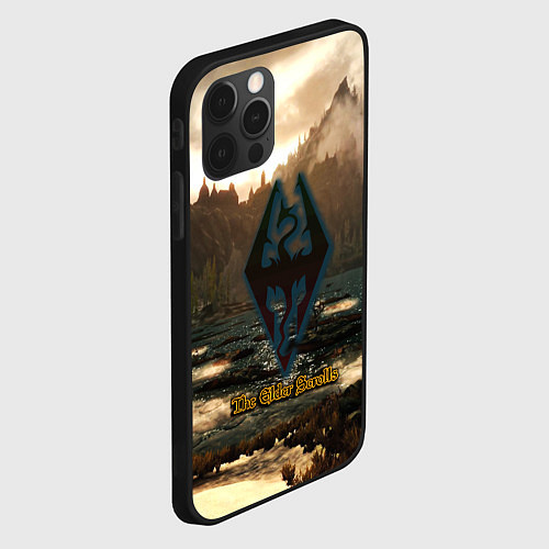 Чехол iPhone 12 Pro Max Skyrim logo природа / 3D-Черный – фото 2