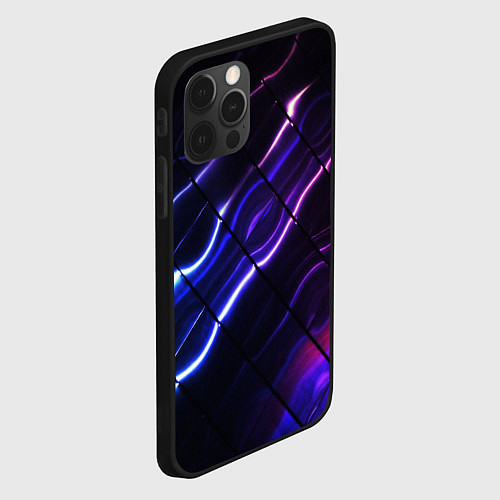 Чехол iPhone 12 Pro Max Неоновые линии разводы / 3D-Черный – фото 2