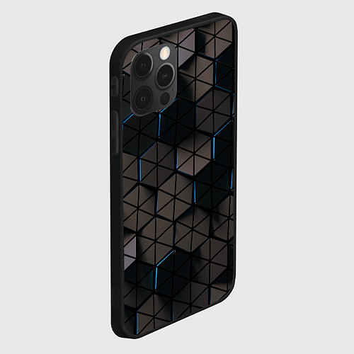 Чехол iPhone 12 Pro Max Соты из треугольников / 3D-Черный – фото 2