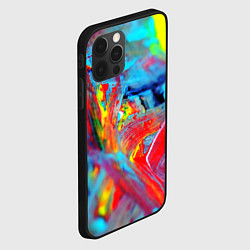 Чехол для iPhone 12 Pro Max Абстрактные краски неон, цвет: 3D-черный — фото 2