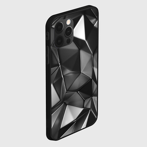 Чехол iPhone 12 Pro Max Серая геометрия с бликами / 3D-Черный – фото 2