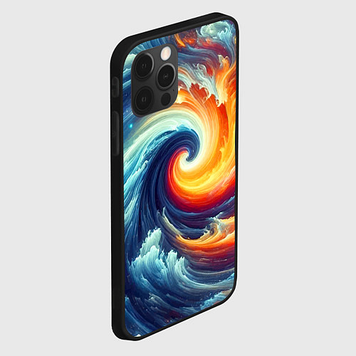 Чехол iPhone 12 Pro Max Космическое завихрение - инь янь / 3D-Черный – фото 2