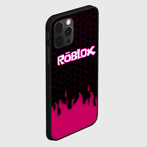 Чехол iPhone 12 Pro Max Roblox fire pink / 3D-Черный – фото 2