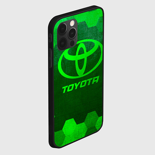 Чехол iPhone 12 Pro Max Toyota - green gradient / 3D-Черный – фото 2