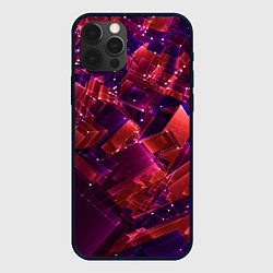 Чехол для iPhone 12 Pro Max Неоновая прозрачная геометрия, цвет: 3D-черный