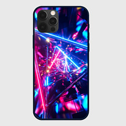 Чехол для iPhone 12 Pro Max Неоновая оптическая иллюзия, цвет: 3D-черный