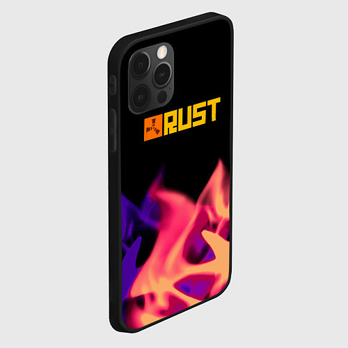 Чехол iPhone 12 Pro Max RUST neon fire / 3D-Черный – фото 2