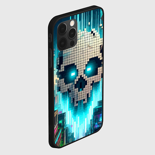 Чехол iPhone 12 Pro Max Minecraft skull - ai art fantasy / 3D-Черный – фото 2