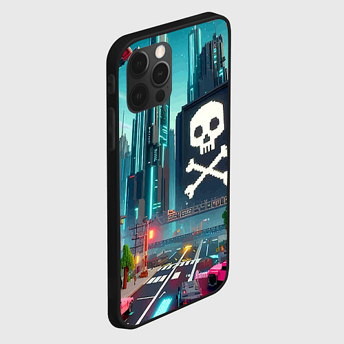 Чехол iPhone 12 Pro Max Minecraft district with skull - ai art fantasy / 3D-Черный – фото 2