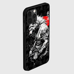 Чехол для iPhone 12 Pro Max Волк воин - японская гравюра, цвет: 3D-черный — фото 2