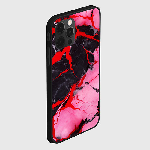 Чехол iPhone 12 Pro Max Мрамор в розовых оттенках / 3D-Черный – фото 2