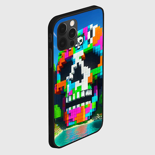 Чехол iPhone 12 Pro Max Minecraft landscape with skull - ai art fantasy / 3D-Черный – фото 2