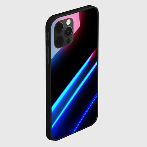 Чехол iPhone 12 Pro Max Неоновые линии текстура / 3D-Черный – фото 2