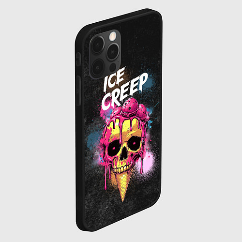 Чехол iPhone 12 Pro Max Ice creep - рожок мороженого черепа / 3D-Черный – фото 2