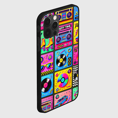 Чехол iPhone 12 Pro Max Вибрации 90-х вечеринка в стиле ретро / 3D-Черный – фото 2