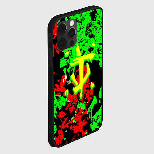 Чехол iPhone 12 Pro Max Doom кислотный огонь / 3D-Черный – фото 2