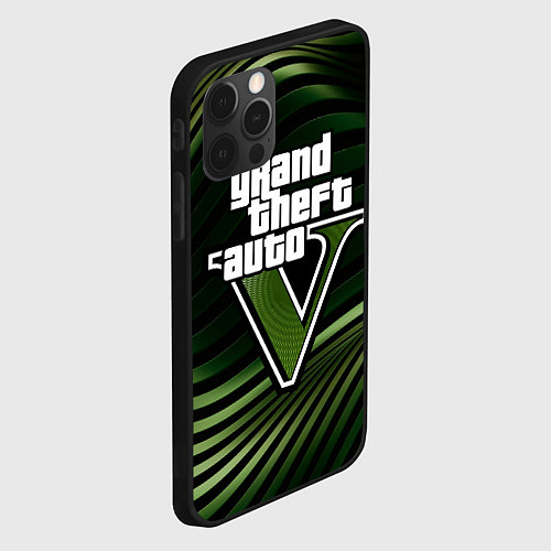 Чехол iPhone 12 Pro Max Grand Theft Auto V - logo / 3D-Черный – фото 2