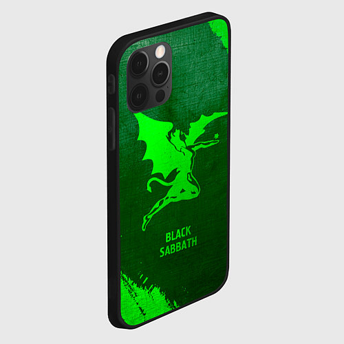 Чехол iPhone 12 Pro Max Black Sabbath - green gradient / 3D-Черный – фото 2