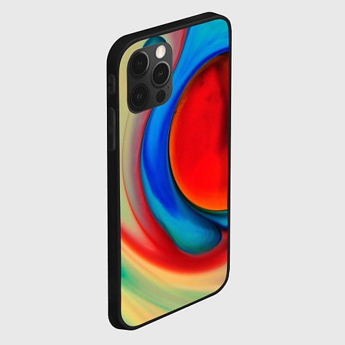 Чехол iPhone 12 Pro Max Жидкие цветные краски / 3D-Черный – фото 2