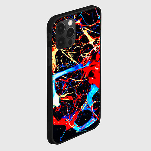 Чехол iPhone 12 Pro Max Брызги красок разные цвета / 3D-Черный – фото 2