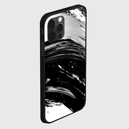 Чехол iPhone 12 Pro Max Черно-белая абстракция - гранж чернила / 3D-Черный – фото 2