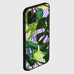 Чехол для iPhone 12 Pro Max Лавандовые полосы и листья, цвет: 3D-черный — фото 2