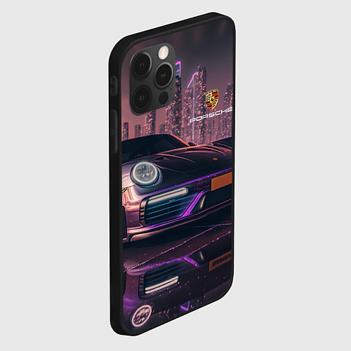 Чехол iPhone 12 Pro Max Porshe neon city / 3D-Черный – фото 2