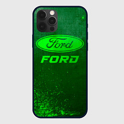 Чехол для iPhone 12 Pro Max Ford - green gradient, цвет: 3D-черный