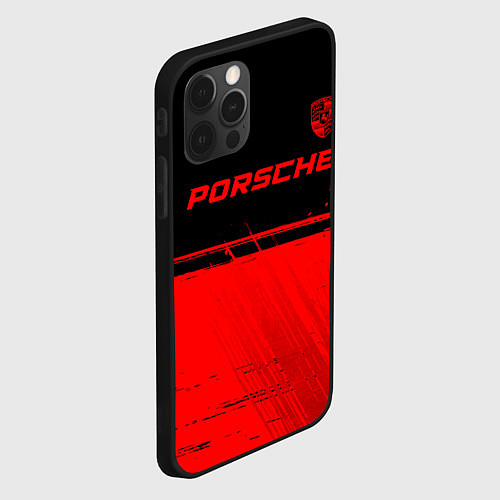 Чехол iPhone 12 Pro Max Porsche - red gradient посередине / 3D-Черный – фото 2