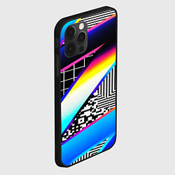Чехол для iPhone 12 Pro Max Neon stripes geometry, цвет: 3D-черный — фото 2