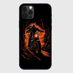 Чехол для iPhone 12 Pro Max Мотоциклист с черепом, цвет: 3D-черный