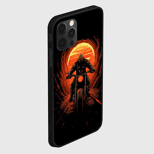 Чехол iPhone 12 Pro Max Байкер в маске / 3D-Черный – фото 2