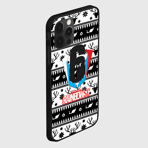 Чехол iPhone 12 Pro Max Rainbow six winter pattern / 3D-Черный – фото 2