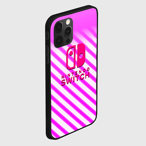 Чехол iPhone 12 Pro Max Nintendo pink line / 3D-Черный – фото 2