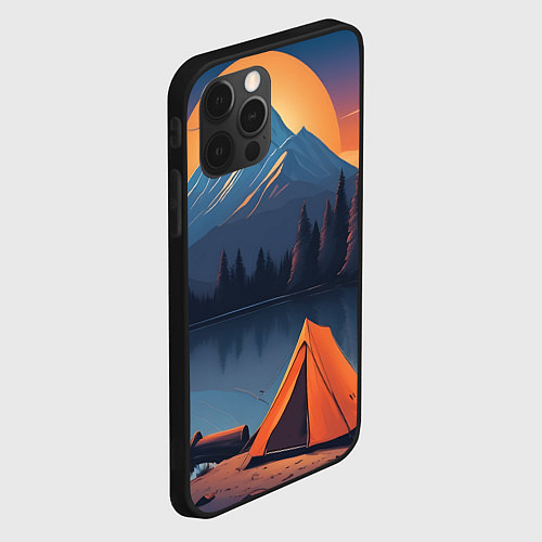 Чехол iPhone 12 Pro Max Палатка на берегу озера / 3D-Черный – фото 2