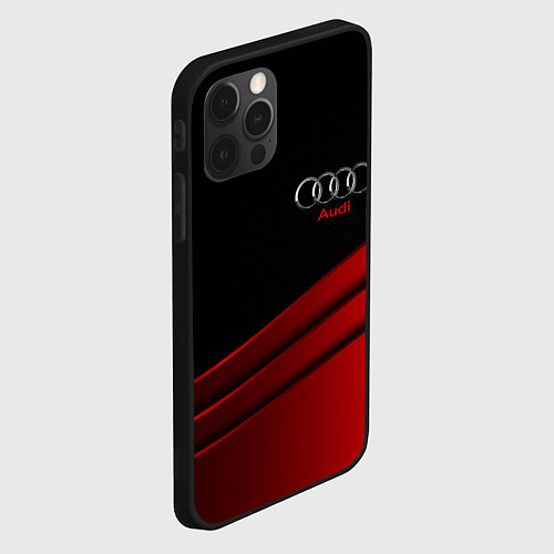 Чехол iPhone 12 Pro Max AUDI carbon metal / 3D-Черный – фото 2