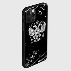 Чехол для iPhone 12 Pro Max Герб РФ черно белые краски, цвет: 3D-черный — фото 2