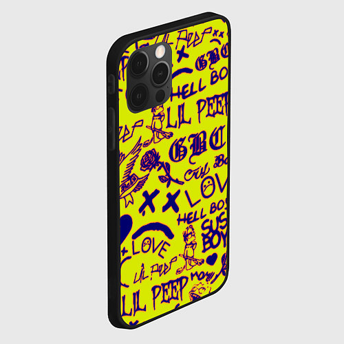 Чехол iPhone 12 Pro Max Lil peep rap pattern / 3D-Черный – фото 2