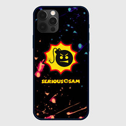 Чехол для iPhone 12 Pro Max Serious Sam краски текстура, цвет: 3D-черный
