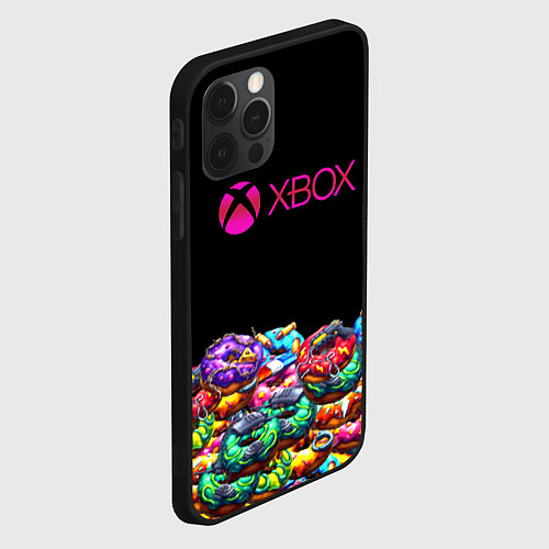 Чехол iPhone 12 Pro Max Xbox пончики / 3D-Черный – фото 2