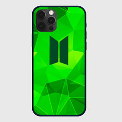 Чехол для iPhone 12 Pro Max BTS green poly, цвет: 3D-черный